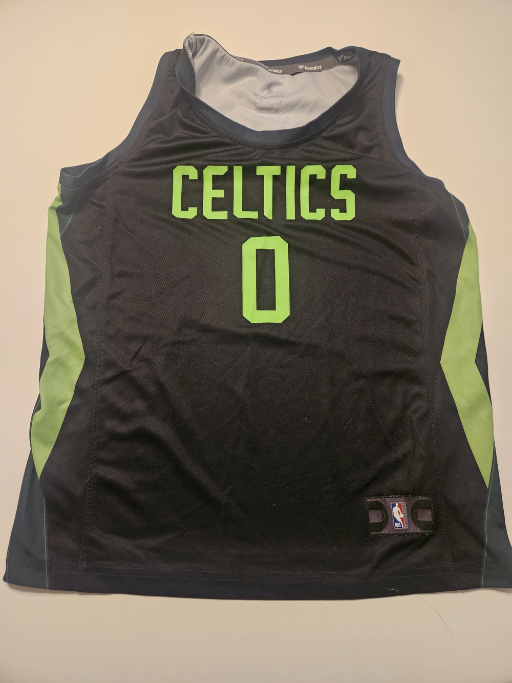 Fanatics Kids Black and Lime Celtics Jersey #0 Jayson Tatum